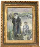 Ann Stein, Rabbi and Child, Oil on canvas