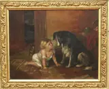 Girl with her Pets by American School, Oil on canvas, offered Apr 2024