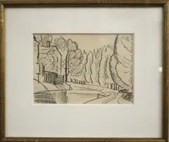 Oscar Florianus Bluemner, North Newark Canal, Charcoal on cream color paper