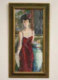 American School, Woman in Evening Dress Standing by Urn, Pastel on paper