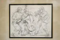 Horace Burdick, Two works: MUSICIANS, Pen and ink on paper