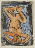 Eileen Cooper, Untitled, Eileen Cooper RA (b.1953) A nude figure upside down hand-coloured lithograph