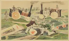Michael Rothenstein, Untitled, Michael Rothenstein RA (1908-1993) 'Timber Felling in Essex' lithograph in colours
