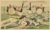 Michael Rothenstein, Untitled, Michael Rothenstein RA (1908-1993) 'Timber Felling in Essex' lithograph in colours