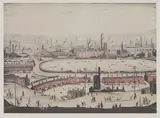 L. S. Lowry, Untitled, Laurence Stephen Lowry RA (1887-1976) 'The Pond' offset lithograph in colours