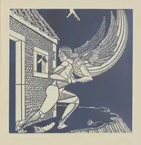 James Dodds, Untitled, James Dodds (b.1957) 'Carpenter wrestling with an angel' linocut