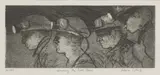 Valerie Ganz, Untitled, Valerie Ganz (1936-2015) 'Leaving the Coal Face' etching and aquatint