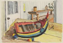 Untitled by Joan Warburton, pastel 39.5 x 54.5cm ., sold Feb 2022