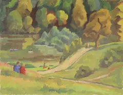 Owen Rowley, Untitled, Owen Rowley (1902-1987) Richmond Park in the summer oil on board 40.5 x 50.5cm