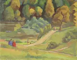 Owen Rowley, Untitled, Owen Rowley (1902-1987) Richmond Park in the summer oil on board 40.5 x 50.5cm