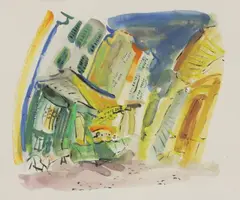 Daniel Mathé, Côté Sud, gouache and watercolour 29 x 34cm .