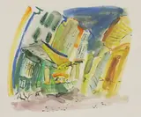 Daniel Mathé, Côté Sud, gouache and watercolour 29 x 34cm .