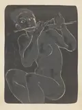Marino Marini, Untitled, 1901-1980) Seated nude playing the flute lithograph in colours