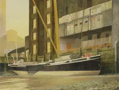 Trevor Crocker, Untitled, Trevor Crocker (1934-1995) A Thames Barge oil on canvas 71 x 91cm .