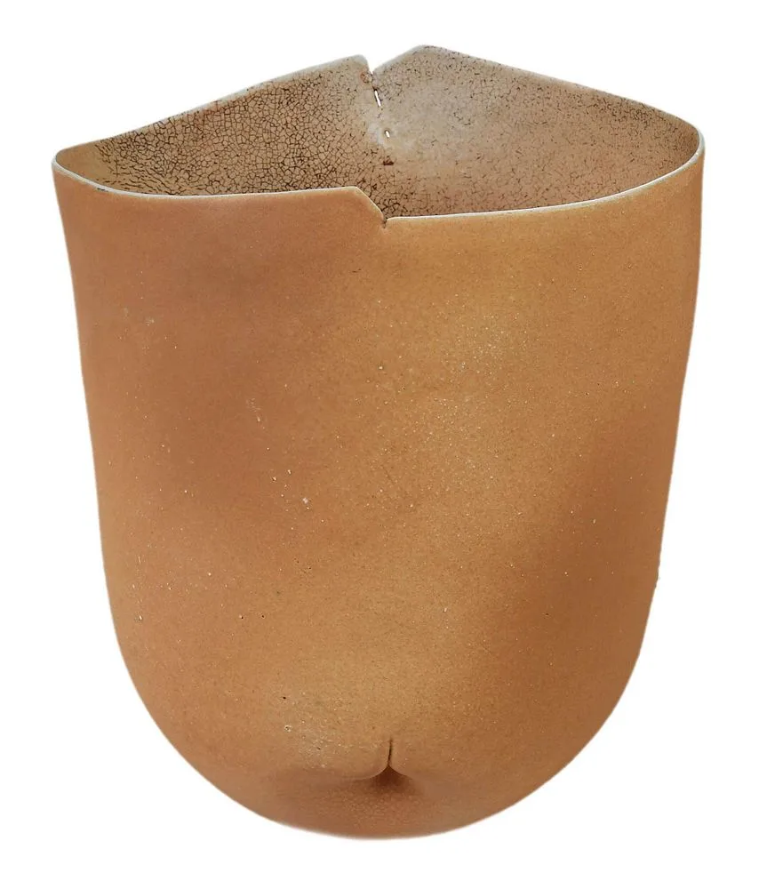 Richard DeVore, Glazed Earthenware Vase, glazed earthenware vessel with irregular cleft to body