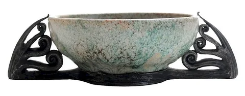 Untitled by Edgar Brandt, iron-mounted Chinese style ceramic wine cup, sold Jan 2015