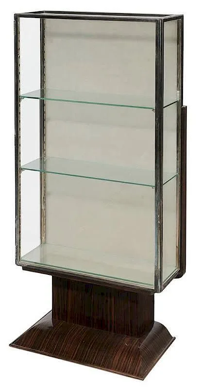 Ruhlmann, Art Deco Chromed Metal and, circa 1925, Rosewood Vitrine Cabinet French