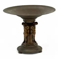 Oscar Bach, Bronze & Patinated Metal Tazza, Ca. 1920, Ca. 1920