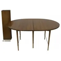 Paul McCobb, for Calvin Midcentury Dropleaf Table, Nice original table with brass trim and 6 leaves (11")