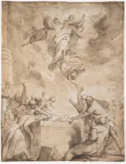 Karel Škréta, Martyrdom of Saint Catherine, 17th century, Ink and wash on paper
