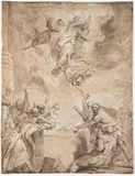 Karel Škréta, Martyrdom of Saint Catherine, 17th century, Ink and wash on paper
