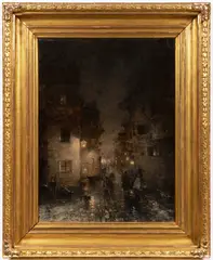 Ludvig Munthe, Street at Night, 1893, Oil on canvas