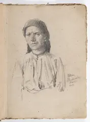 Jan Václav Mrkvička, Sketchbook of Drawings - Study of Portraits, Late 19th/early 20th century, Pencil on handmade paper
