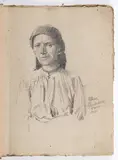 Jan Václav Mrkvička, Sketchbook of Drawings - Study of Portraits, Late 19th/early 20th century, Pencil on handmade paper