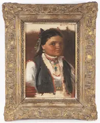 Jan Václav Mrkvička, Bulgarian Woman, Around 1900, Oil on canvas on plywood