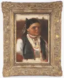 Jan Václav Mrkvička, Bulgarian Woman, Around 1900, Oil on canvas on plywood