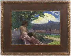 Josef Mandl, Lovers in the Garden, Around 1910, Oil on canvas on cardboard