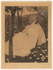Vojtěch Preissig, Blue Bird, 1903, Coloured etching, paper