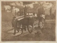 Bohumil Kubišta, Motif from Florence, 1907, Etching on silk