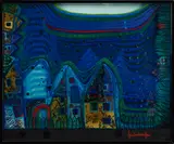 Friedensreich Hundertwasser, Fall in Cloud, Fall in fog, fall out, 1979, 3D-Objekt. Serigrafie mit Metallprägung auf Plexiglasscheiben