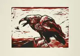 Markus Lüpertz, Rabe, 1998, Farblinolschnitt auf Hahnemühle (Wasserzeichen)