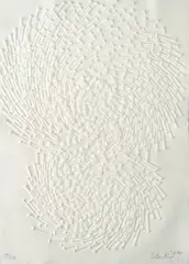 Günther Uecker, Ohne Titel, 2014, Prägedruck auf handgeschöpftem Bütten
