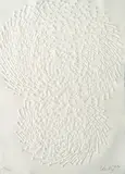 Ohne Titel by Günther Uecker, 2014, Prägedruck auf handgeschöpftem Bütten, sold Nov 2023