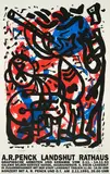 A. R. Penck, Ausstellungsplakat Landshut Rathaus, 1993, Farbserigrafie auf leichtem Karton