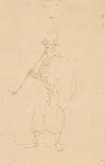 Franz Pforr, Orientale mit Pfeife, Federzeichnung auf Papier