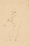 Franz Pforr, Orientale mit Pfeife, Federzeichnung auf Papier