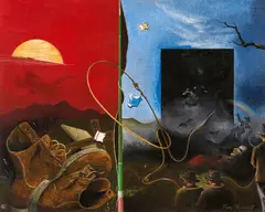 Warten auf Godot by Franz Radziwill, 1960, Öl auf Leinwand, sold Nov 2024