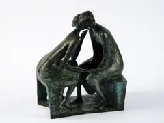 Manfred Welzel, Vertrauliches Gespräch, 1969, Bronze, graubraun patiniert