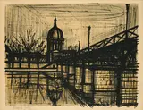 Bernard Buffet, Le Pont des Arts (Aus: Album Paris), 1962, Farblithografie auf BFK RIVES (Wasserzeichen)