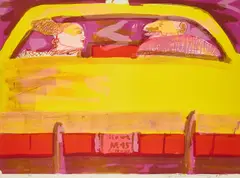 Rainer Fetting, Taxi blind date, 1995, Farblithografie auf Arches (Wasserzeichen)