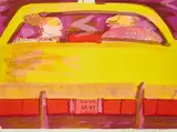 Rainer Fetting, Taxi blind date, 1995, Farblithografie auf Arches (Wasserzeichen)