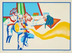 Uwe Lausen, Raumpatrouille, 1968, Farbserigrafie auf leichtem Karton