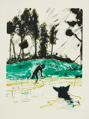 Hundewasser by Daniel Richter, 2005, Farblithografie auf Bütten, sold Oct 2023