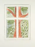 Günther Förg, Baum, 2003, Aquarell über Farbradierung auf Karton