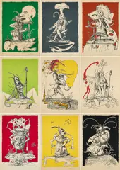 Salvador Dalí, Les Songes drolatiques de Pantagruel, 1973, Mappe mit 25 Farblithografien auf Japan. In originaler Leinenkassette