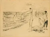 Max Liebermann, Badende Knaben im Wind, 1914, Kaltnadel auf Velin